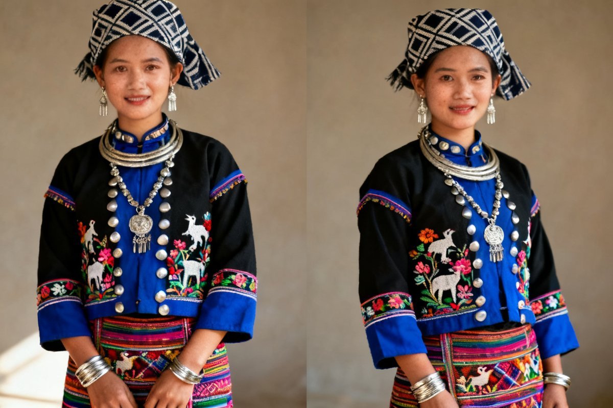 Blang female traditional clothing and silver ornaments