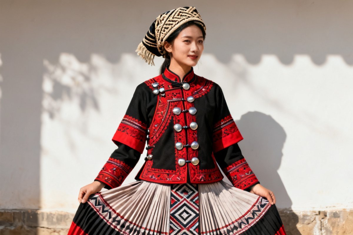 Hani female traditional clothing and silver ornaments