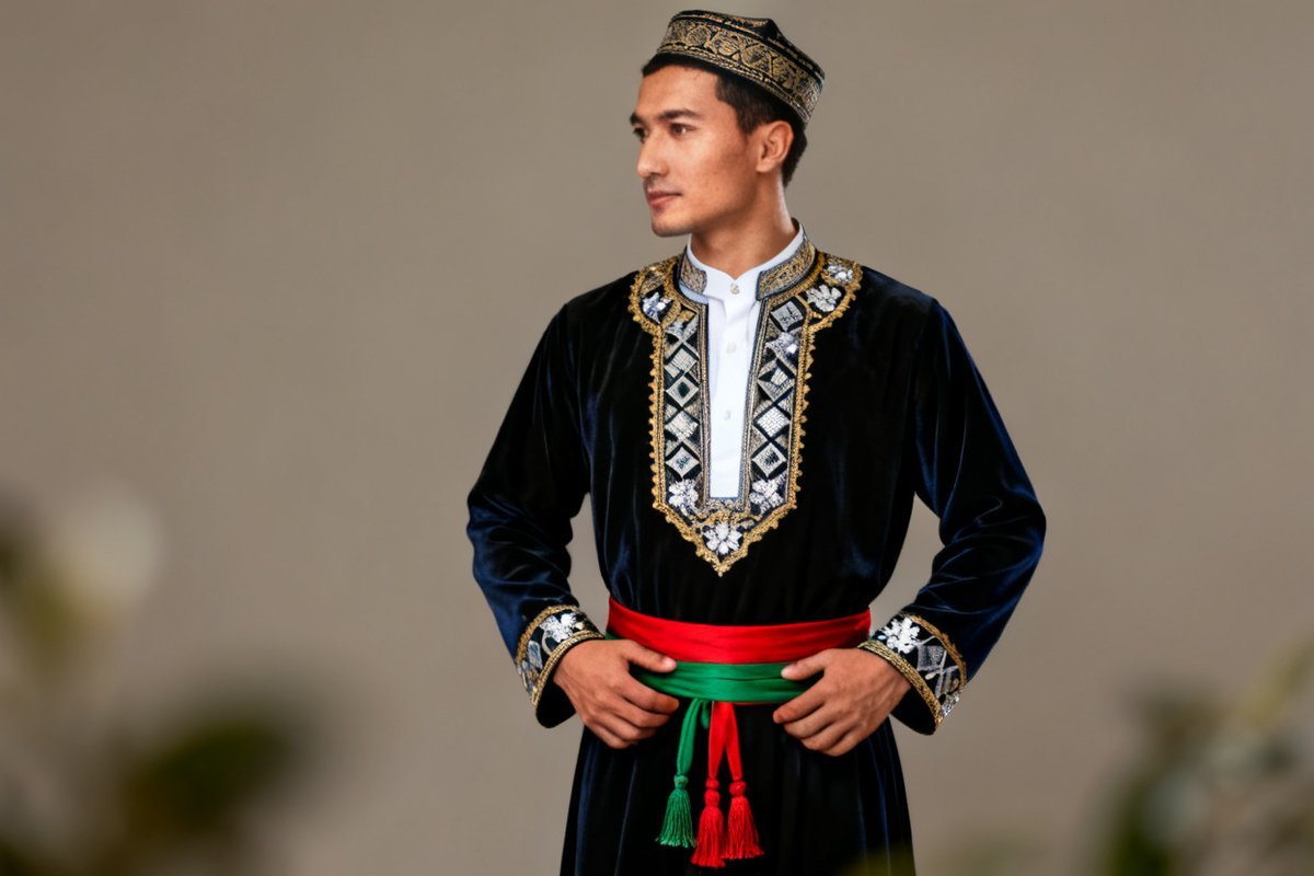 Hui male traditional clothing and headwear
