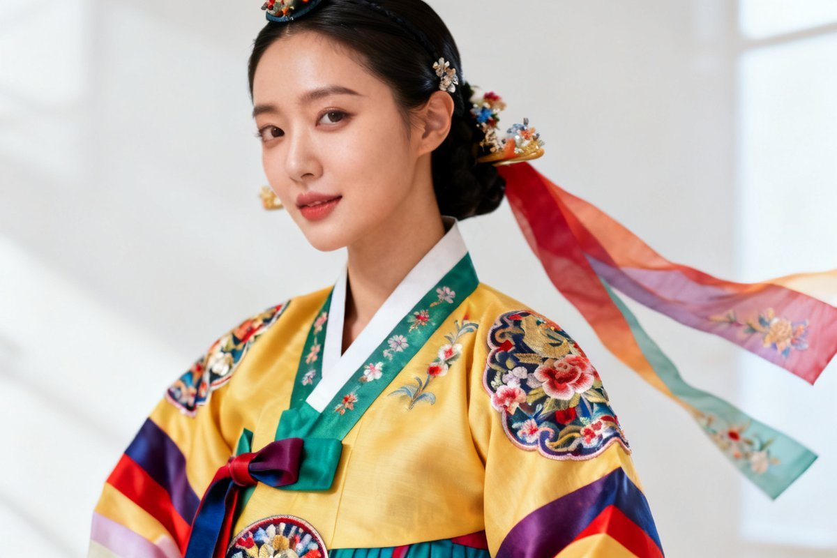 Korean female traditional clothing and silver ornaments