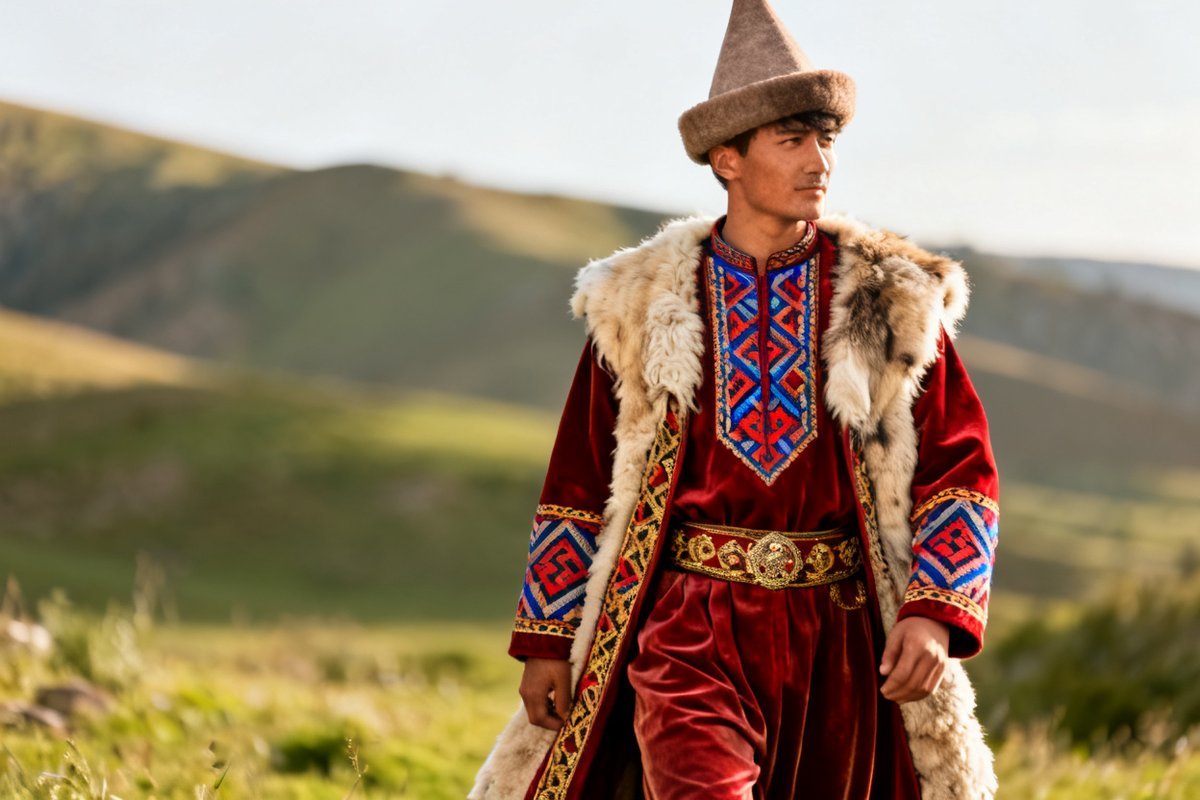 Kyrgyz male traditional clothing and headwear