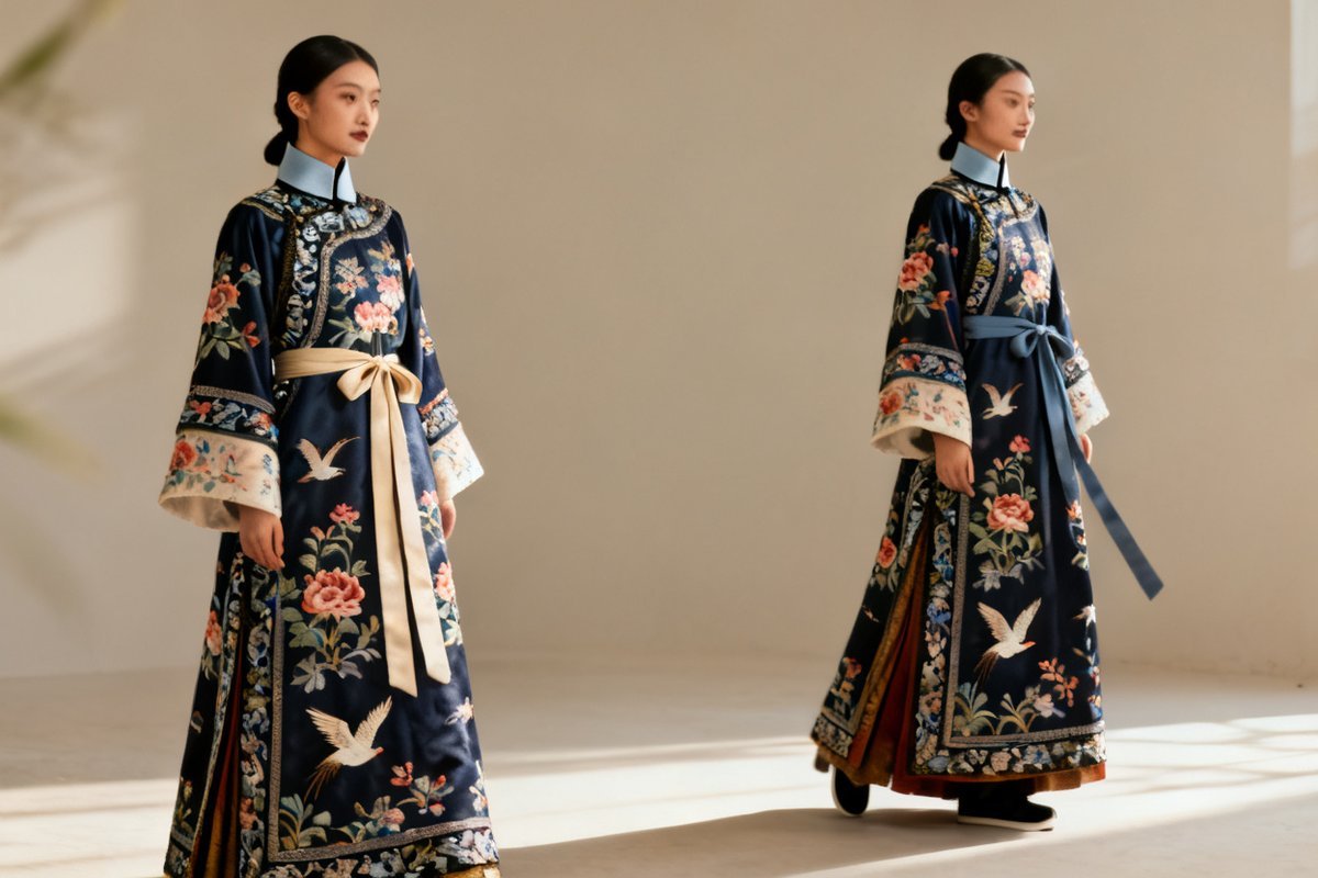 Manchu female traditional clothing and silver ornaments