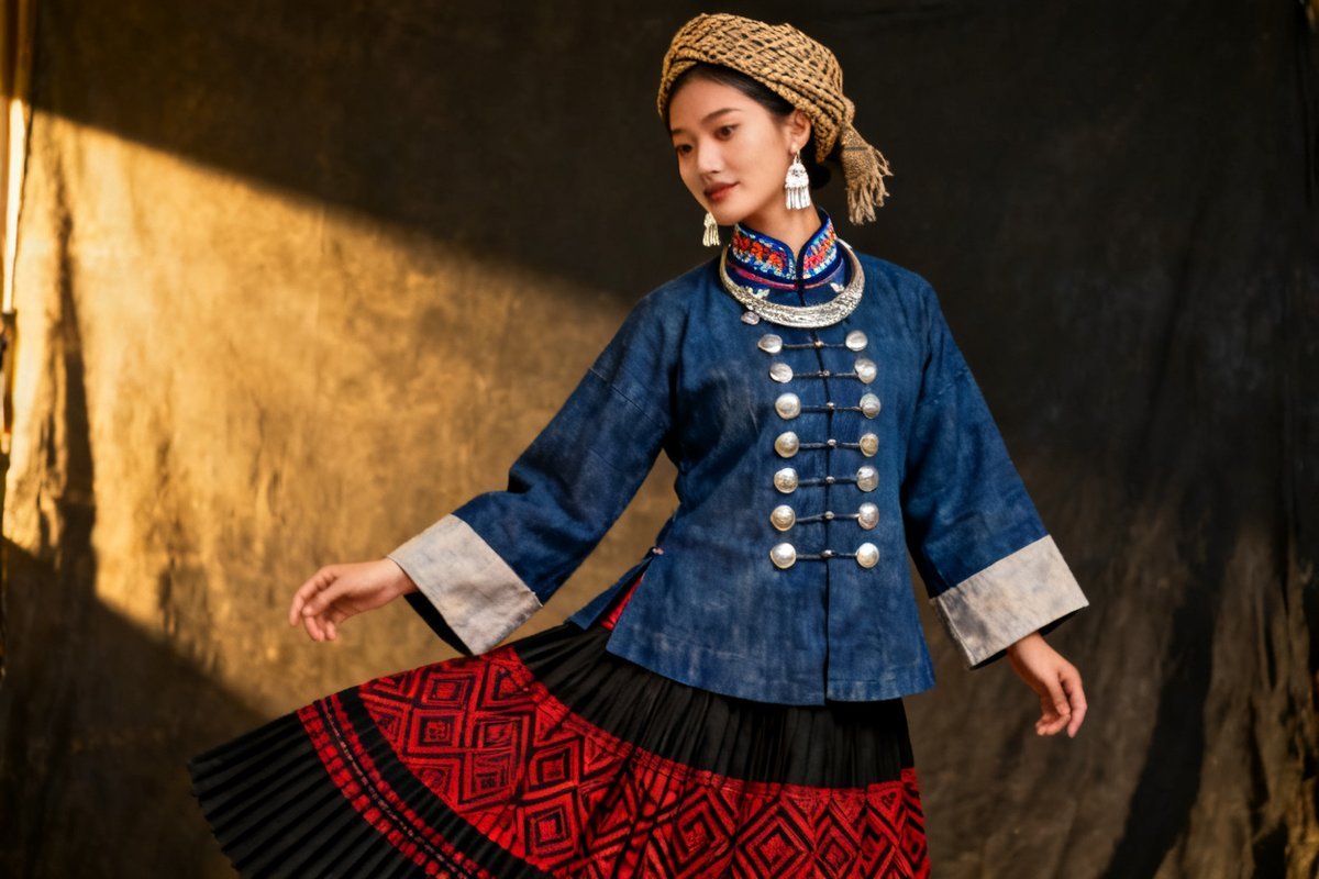 Mulao female traditional clothing and silver ornaments