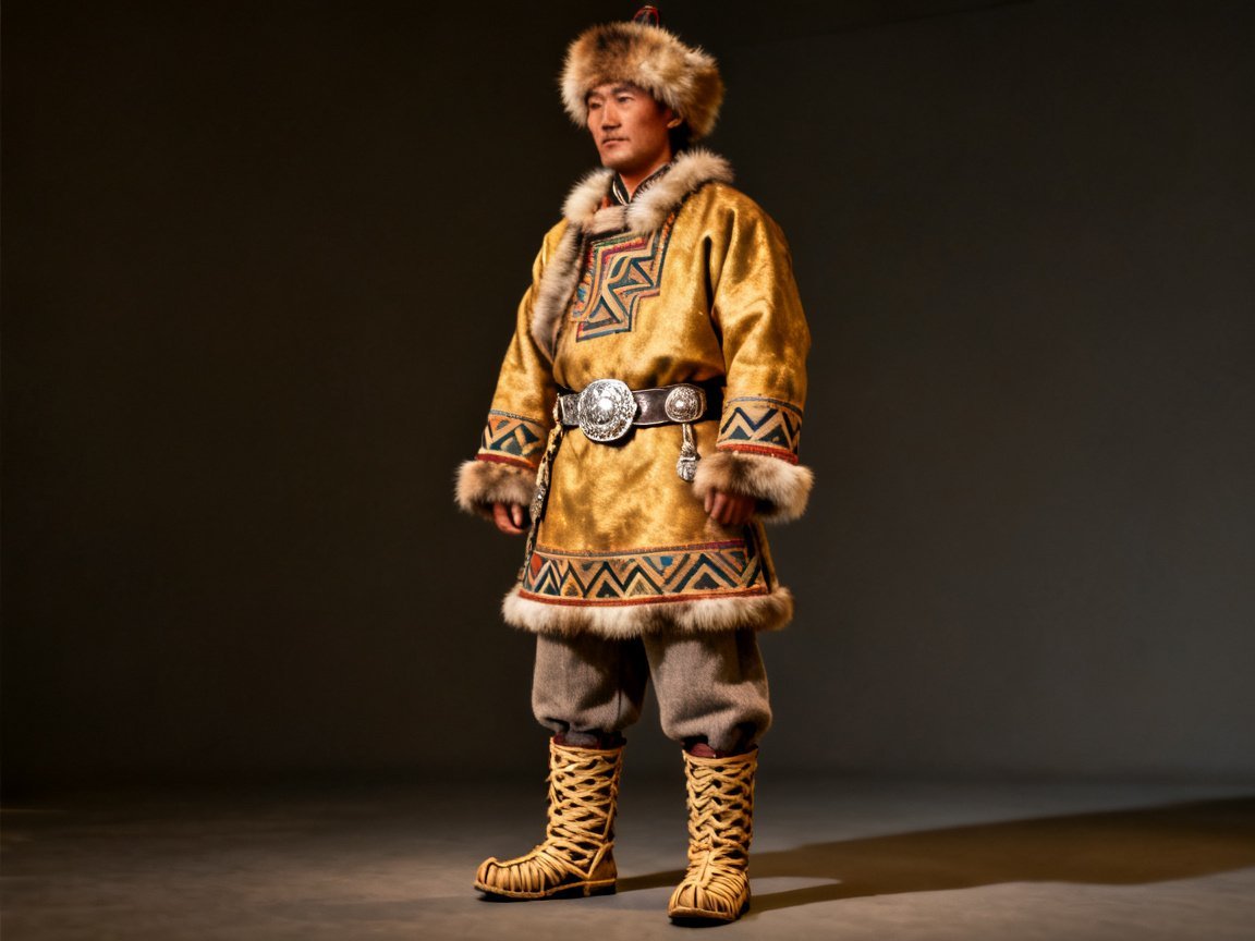 Orogen male traditional clothing and headwear