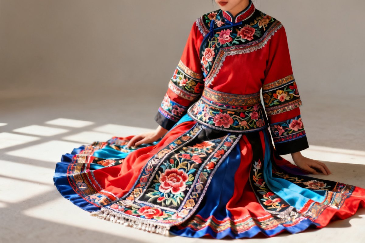 She female traditional clothing and silver ornaments