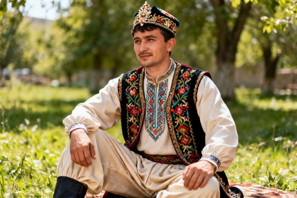 Tatar male traditional clothing and headwear