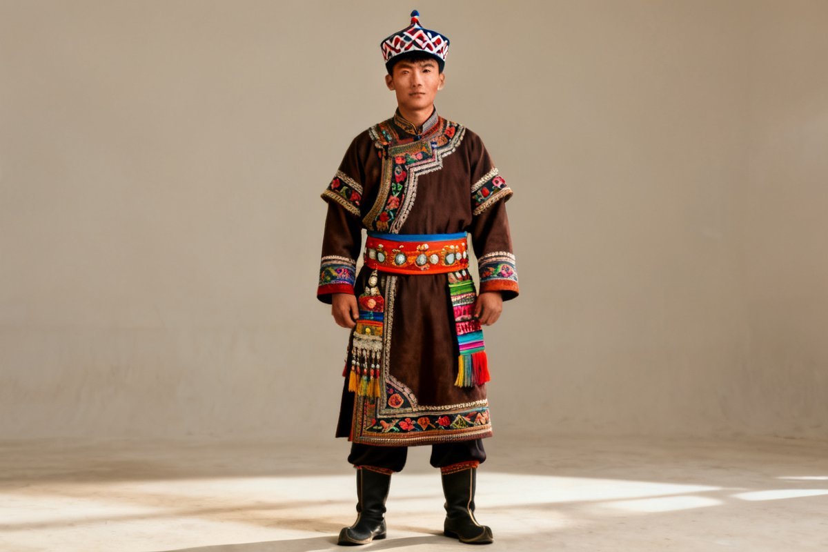 Tu male traditional clothing and headwear