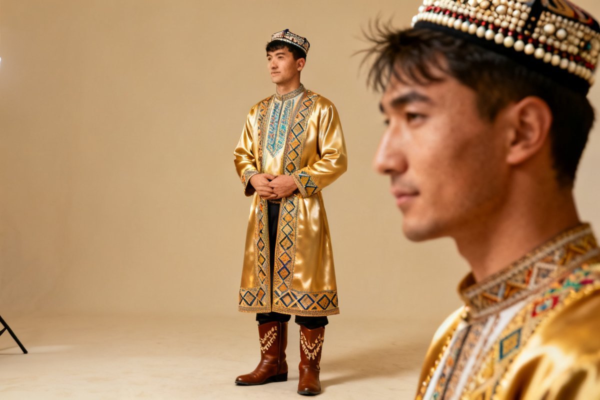 Uzbek male traditional clothing and headwear